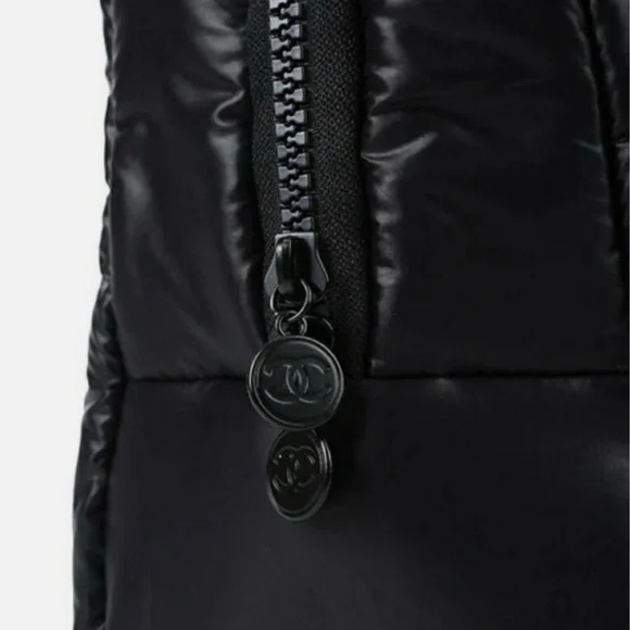 CHANEL Black New beauty Puffy Top Handles Beauty Makeup Cosmetic Bag/ vip gift - Picture 2 of 5